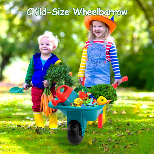 Kids Gardening Tool Set with Wheelbarrow & Flower Building Toy - 71-Piece STEM Garden Kit, Outdoor & Indoor Pretend Play for Boys & Girls