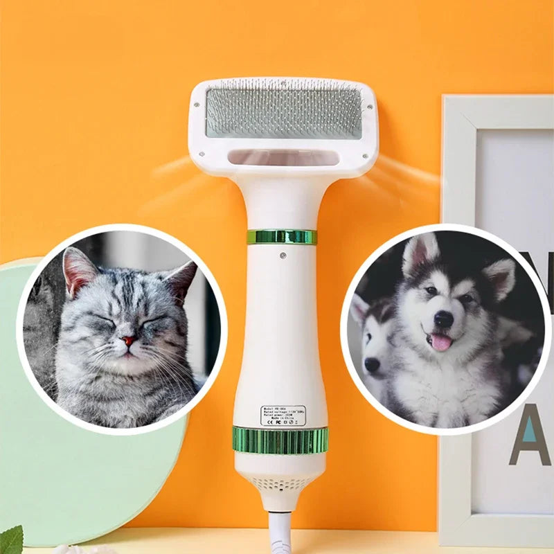 Pet Hair Dryer 2 with Slicker Brush Grooming for Cat and Dog Brush Professional Home Grooming Furry Drying Portable Dog Blower