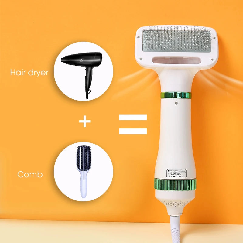 Pet Hair Dryer 2 with Slicker Brush Grooming for Cat and Dog Brush Professional Home Grooming Furry Drying Portable Dog Blower