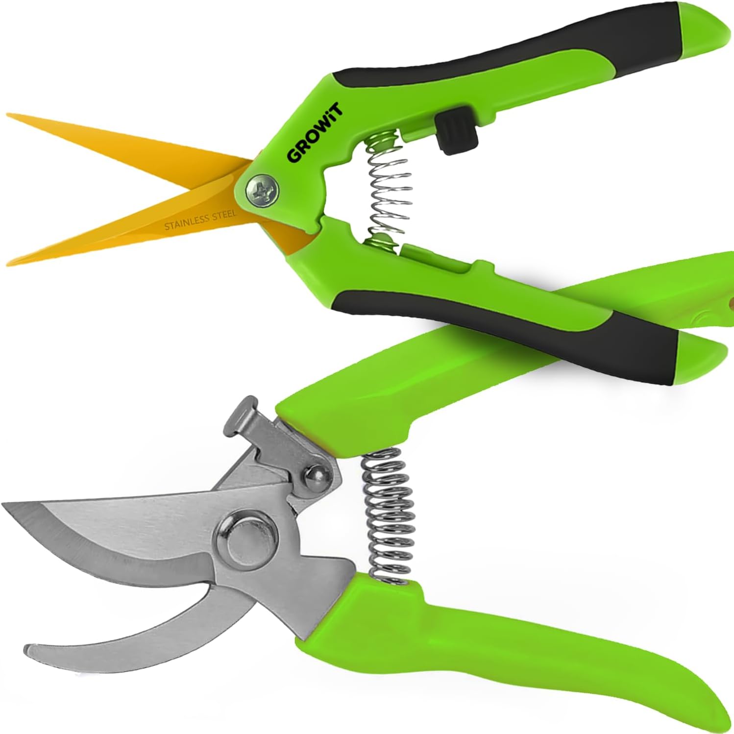 Pruning Shears & Gardening Scissors Set - 7" Titanium Garden Clippers, Stainless Steel Shears with Non-Slip Grip