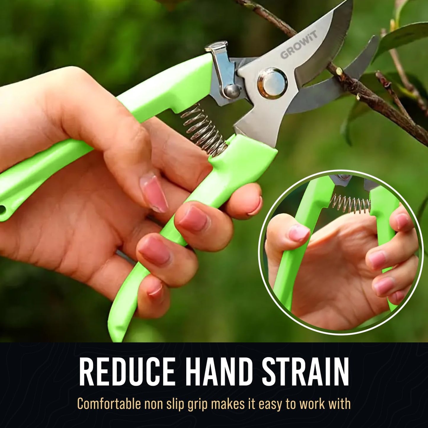 Pruning Shears & Gardening Scissors Set - 7" Titanium Garden Clippers, Stainless Steel Shears with Non-Slip Grip