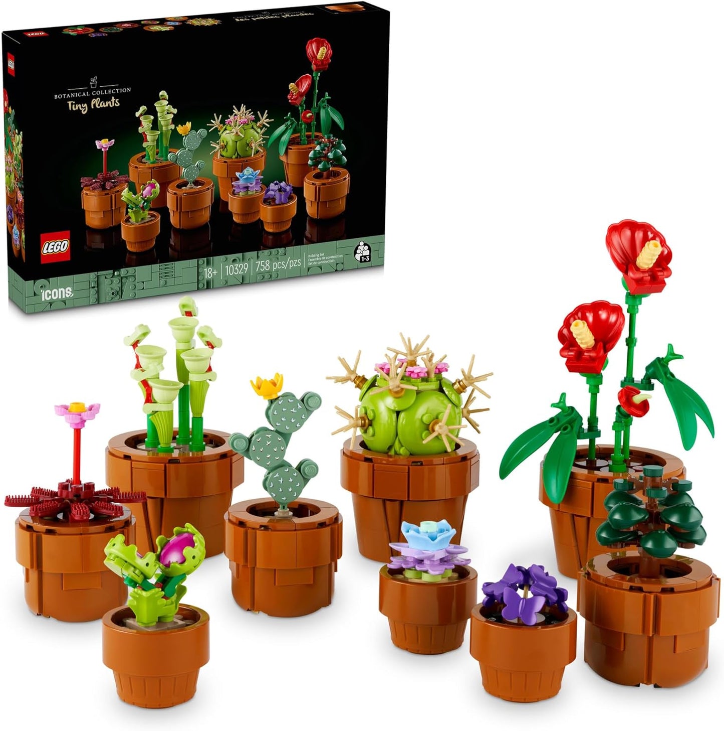 Icons Tiny Plants Set - Cactus Décor, Botanical Collection for Adults