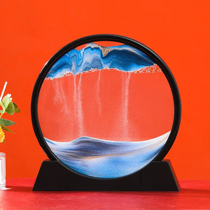 7/12 Inch Sandscape Moving Sand Art Picture round Moving Hourglass 3D Mountain Motion Display Flowing Sand Painting Home Decor