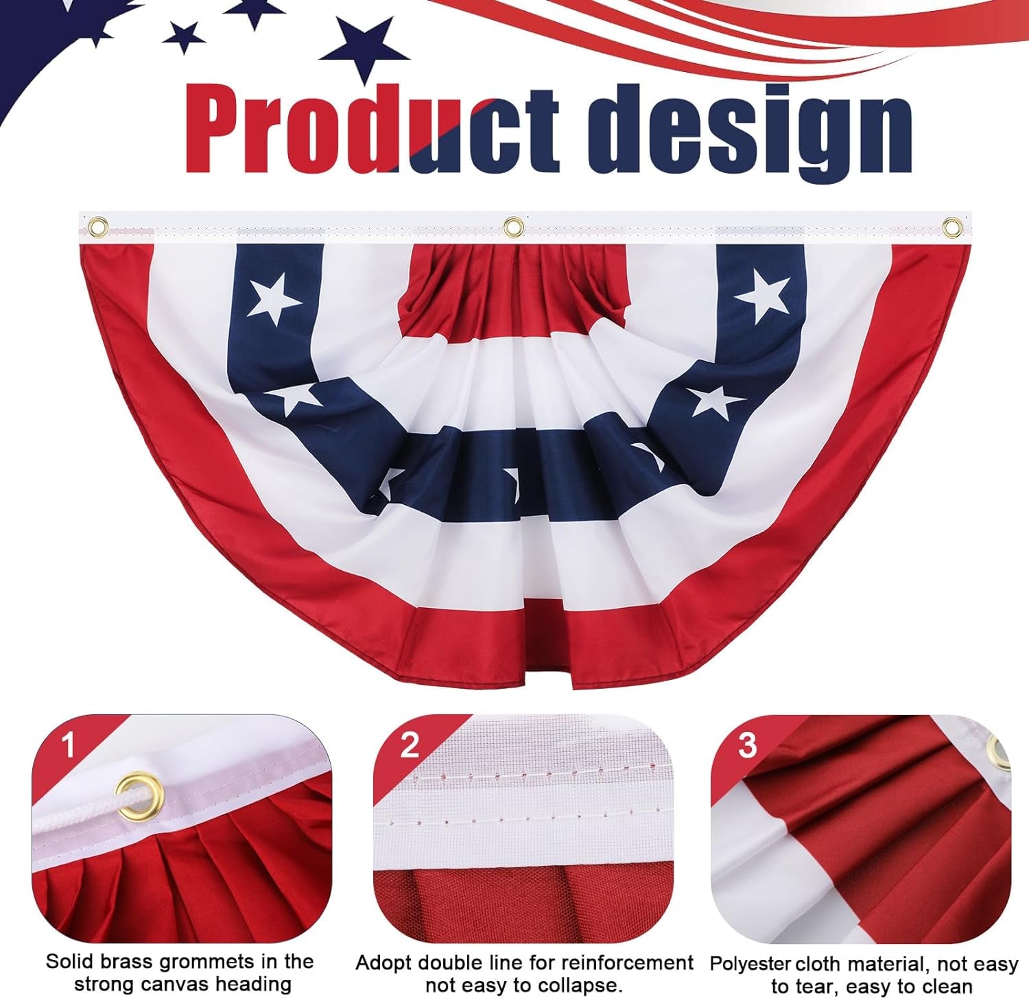 American Flag - Stars and Stripes Bunting (1 Piece, 2 x 4 Feet)