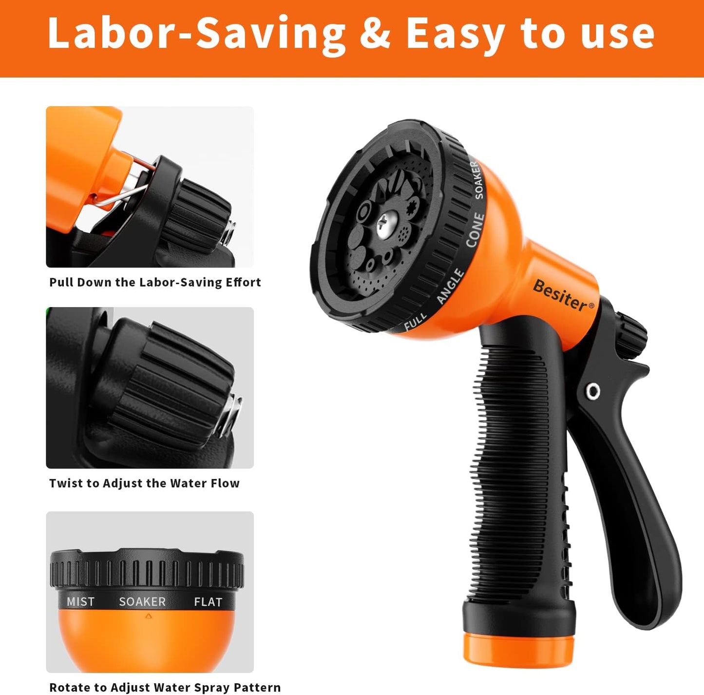 Garden Hose Nozzle Sprayer: 2 Pack 10 Watering Patterns Spray Nozzles Heavy Duty Hose Head Hose Attachment