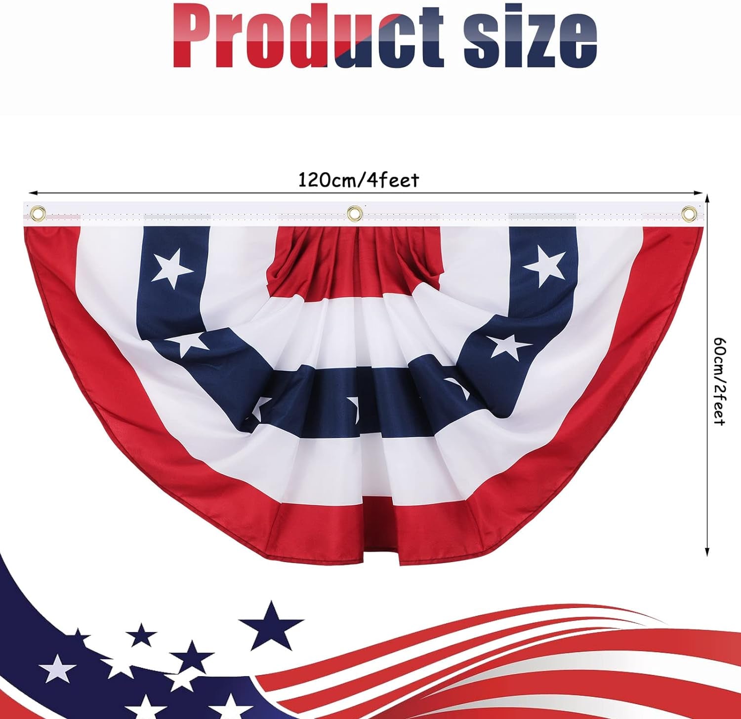 American Flag - Stars and Stripes Bunting (1 Piece, 2 x 4 Feet)