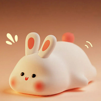 Cute Rabbit Silicone Pat Lamp Soft Light Touch Sensor Bedside Night Light Childern Kid Sleep Accompany Light for Decor Gift